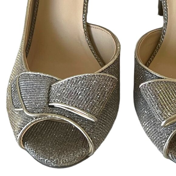 Kelly & Katie Silver Gold Peep Toe Gold/silver Wedding Prom Heels Sz 7.5 SPARKLY - Picture 4 of 16